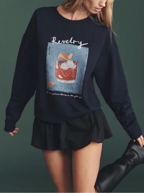 Anthropologie Maeve x Natalia Bagniewska Cocktail Sweatshirt, Size S